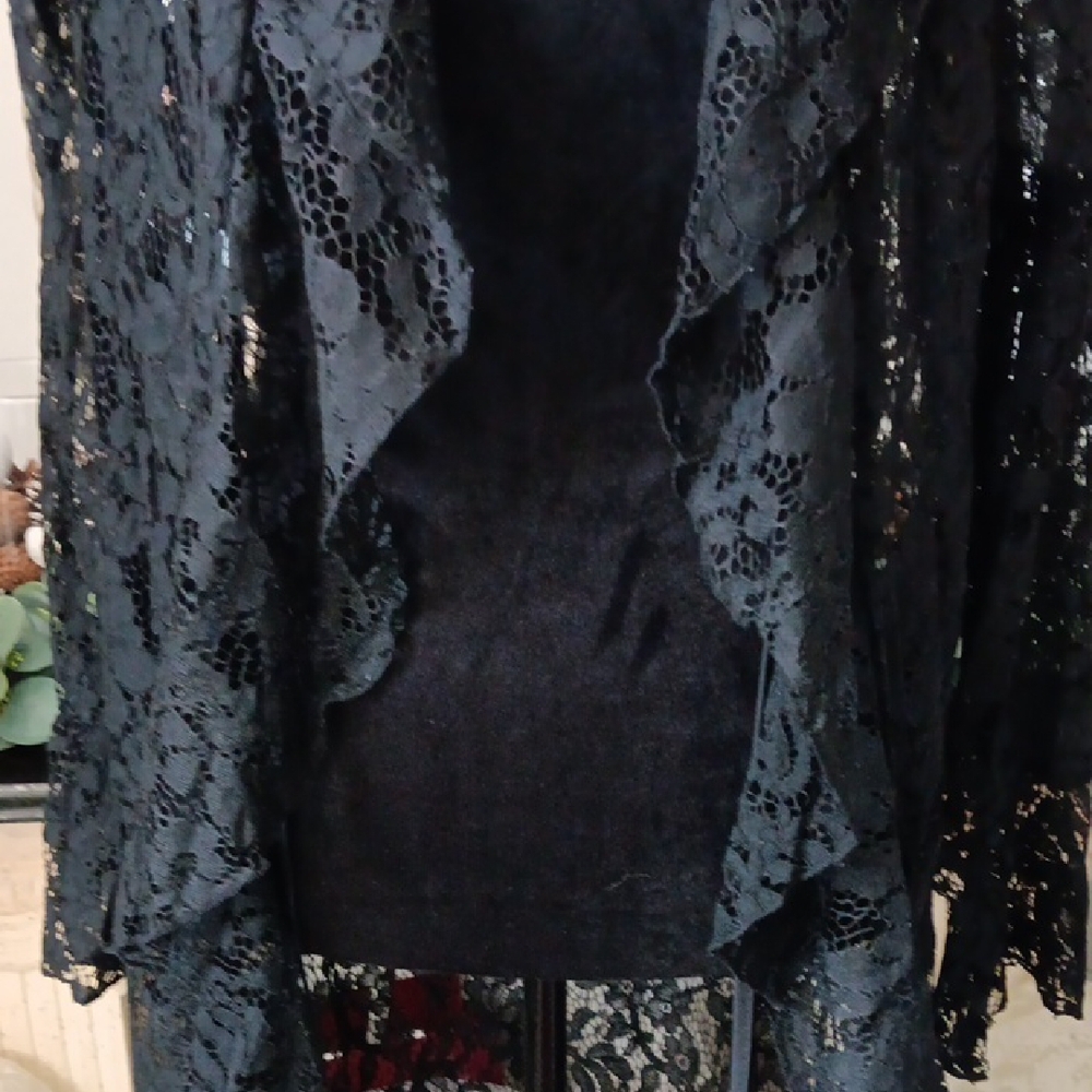 Chic Black Lace Women's Robe - Picture 12 of 12